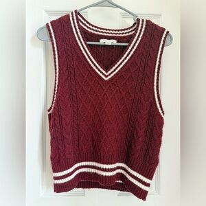 American Eagle Outfitters Burgundy Knit Sweater Vest